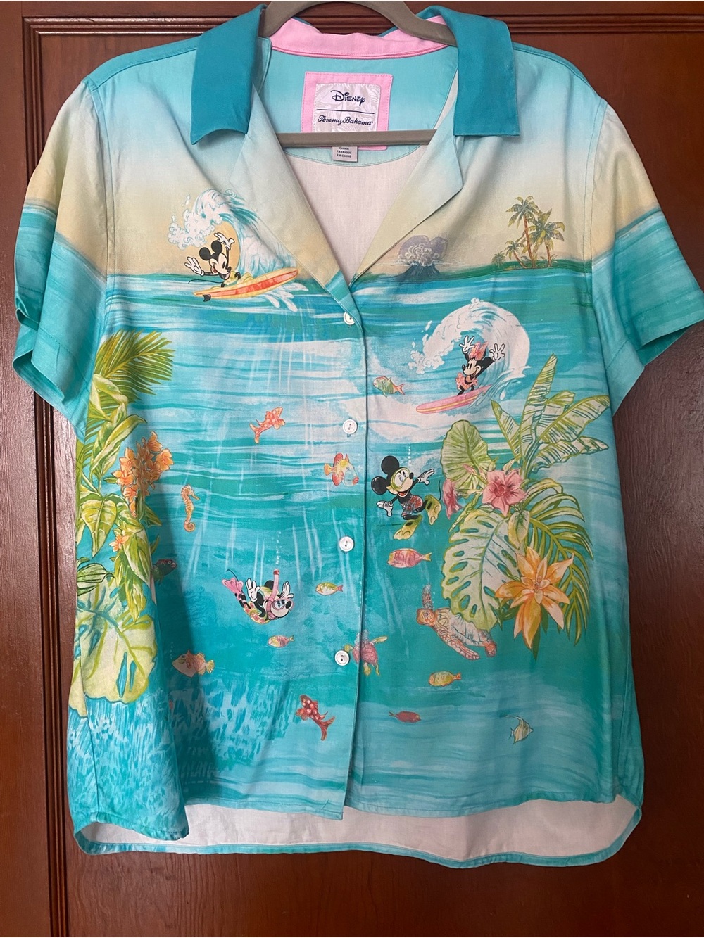 Tommy Bahama Aqua Surf Mickey Mouse Hawaiian Shirt